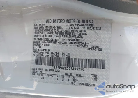 2003 Ford Mustang Gt from USA, damaged, VIN 1FAFP42X33F305250